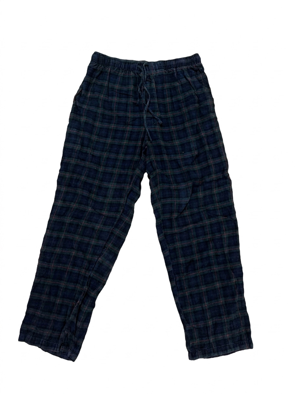 Navy Pajama Pants | Blue Green Plaid | Size S | Relaxed Fit
